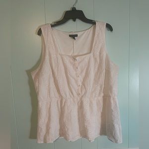 Lane Bryant White Ruffle Short Sleeve Blouse